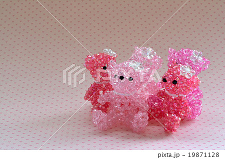 ビーズテディベア・ピンク色 19871128