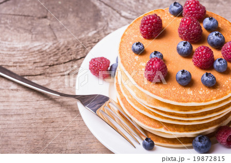 Pancakes with blueberries & raspberry Pancakes with blueberries & raspberry 19872815