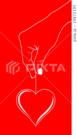 Heart in hand on red 19873195