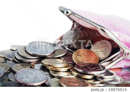 purse and coins isolated on white background purse and coins isolated on white background 19876014