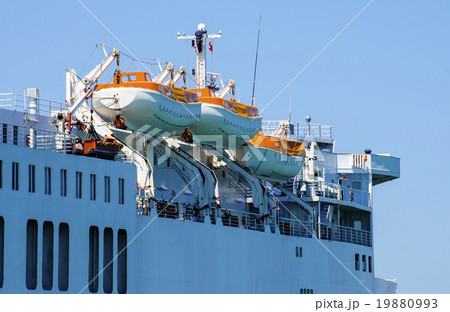 Safety lifeboat on deck of a cruise ship Safety lifeboat on deck of a cruise ship 19880993