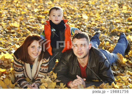 happy family taking a walk outdoors 19881756