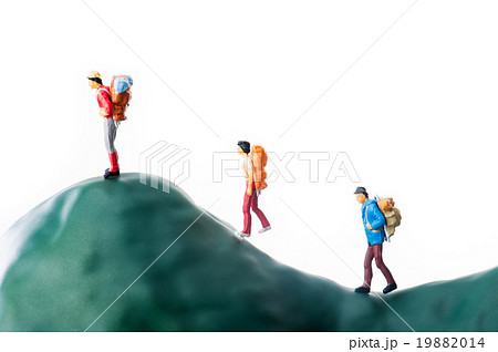 登山者 ミニチュア人形の写真素材