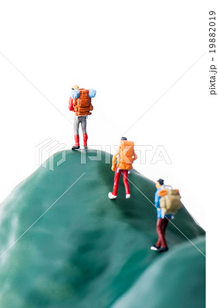 登山者 ミニチュア人形の写真素材