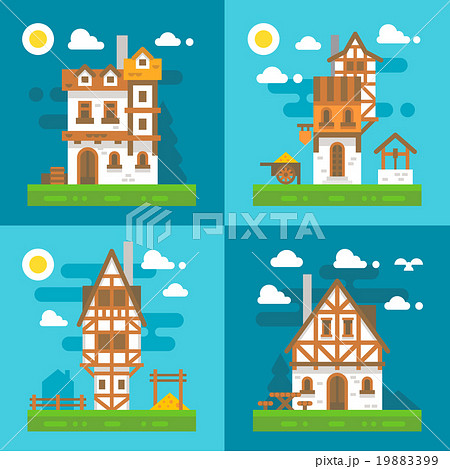 Flat design old european buildings 19883399