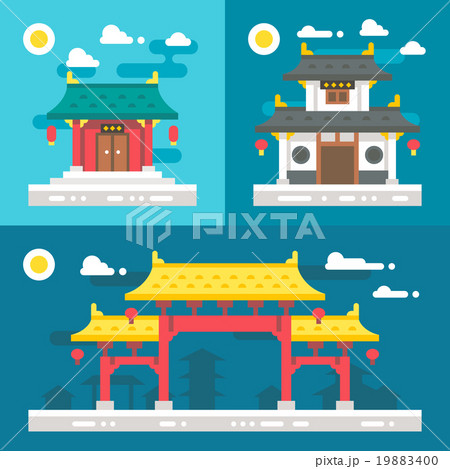 Flat design old chinese buildings Flat design old chinese buildings 19883400