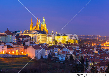 Gold Prague Castle at night, Czech Republic 19883924