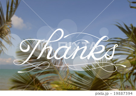 Thanks - vector sign on blurred tropical beach Thanks - vector sign on blurred tropical beach 19887394