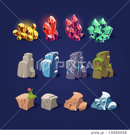 Set of Cartoon Vector Stones and Minerals 19889098