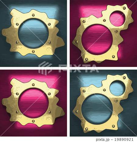 vector metal background set with golden element 19890921