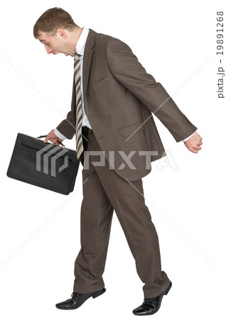 Scared businessman with briefcase Scared businessman with briefcase 19891268
