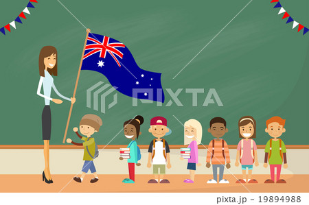 Teacher School Holding Australia Flag Children 19894988