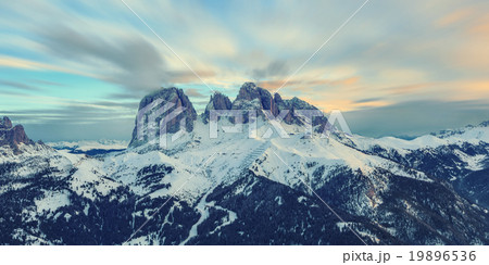 Winter landscape of high snowy mountains  19896536