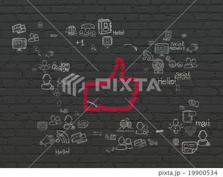 Social media concept: Thumb Up on wall background 19900534
