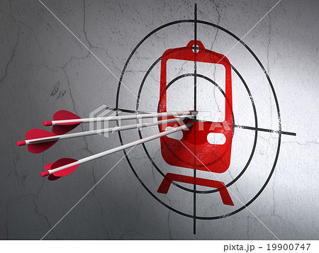 Vacation concept: arrows in Train target on wall Vacation concept: arrows in Train target on wall 19900747