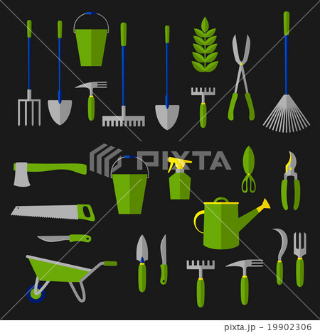 Agriculture and gardening tools flat icons 19902306