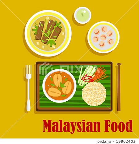 Malaysian cuisine traditional dinner icons 19902403