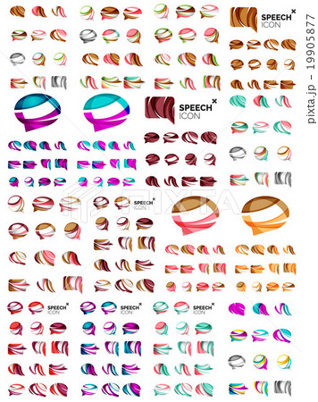 Set of speech bubble icons, overlapping shapes 19905877