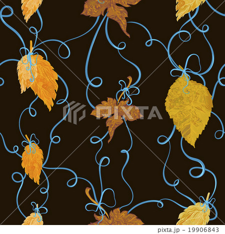 Autumn foliage tied with bows seamless backround 19906843