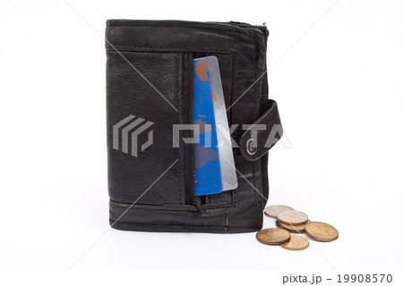 Coins and plastic cards in black wallet Coins and plastic cards in black wallet 19908570