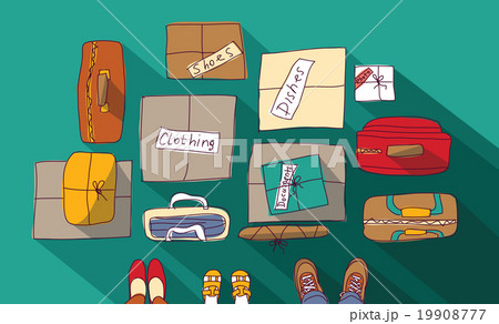 Moving passage luggage family things in boxes.  19908777