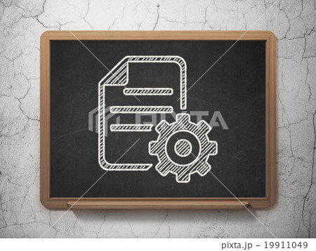 Software concept: Gear on chalkboard background Software concept: Gear on chalkboard background 19911049
