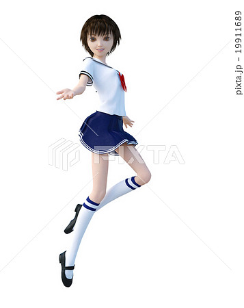 女子学生　perming 3DCGイラスト素材 19911689