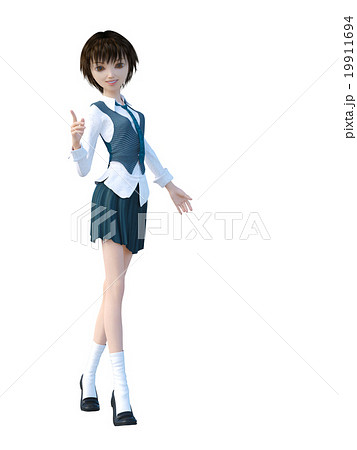 女子学生　perming 3DCGイラスト素材 19911694