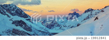 Winter landscape of high snowy mountains  19912841