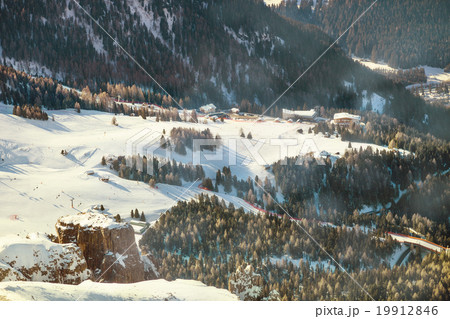 Winter landscape of village in the mountains 19912846