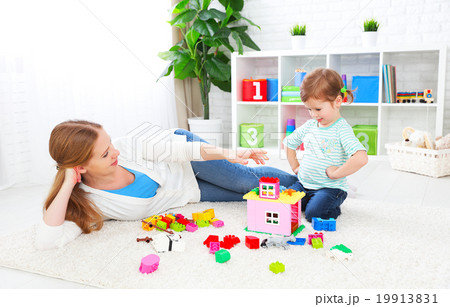 Mother and child daughter playing, build from constructor Mother and child daughter playing, build from constructor 19913831