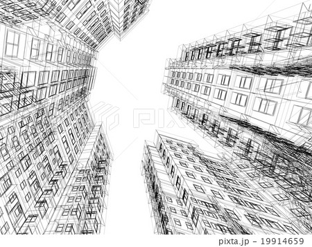 Abstract wireframe of  3D  architecture. 19914659