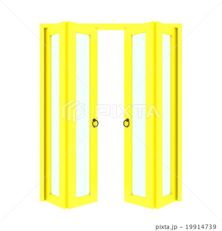 yellow folding door with grill ,3d yellow folding door with grill ,3d 19914739