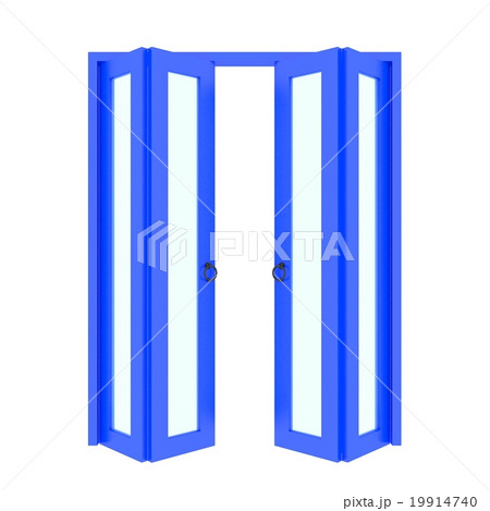 blue folding door with grill ,3d blue folding door with grill ,3d 19914740