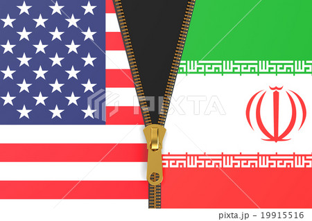 Flags of Iran and USA, political concept 19915516