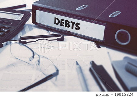 Debts on Office Folder. Toned Image. 19915824