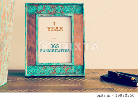 Motivational quote written on vintage photo frame Motivational quote written on vintage photo frame 19920550