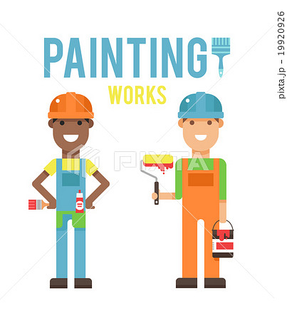 Cartoon workers couple and tools under Cartoon workers couple and tools under 19920926