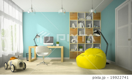 Interior of room with toy car 3D rendering 19922741