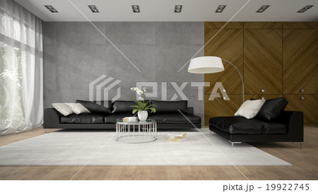 Interior  room with wooden closet 3D rendering 19922745