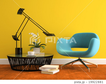 Part of interior with  modern blue armchair 19922881