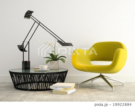 Part of interior with  modern yellow armchair 19922884