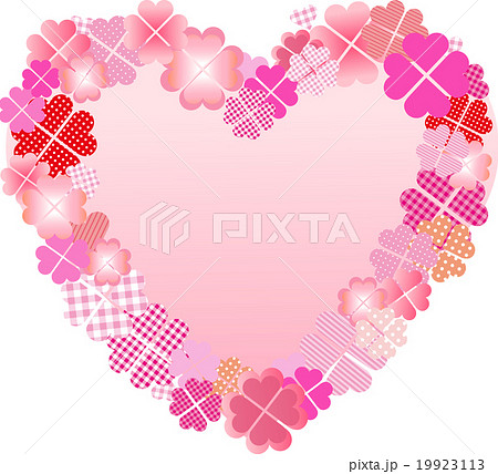 四つ葉のクローバー フレーム ハート ピンクのイラスト素材