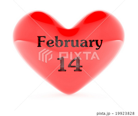 Heart shape with February 14, 3d render 19923828