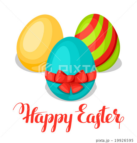 Happy Easter greeting card with decorative eggs Happy Easter greeting card with decorative eggs 19926595