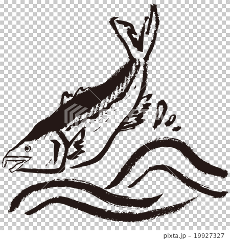 登る鮭_筆書き 登る鮭_筆書き 19927327