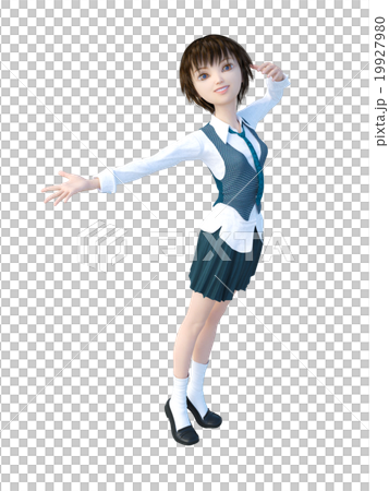 Female student perming 3DCG illustration material Female student perming 3DCG illustration material 19927980