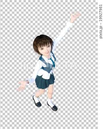 延伸手的女學生佩帶3DCG例證材料 延伸手的女學生佩帶3DCG例證材料 19927981