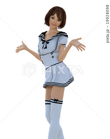 ポーズする女子学生 Perming 3dcgイラスト素材のイラスト素材