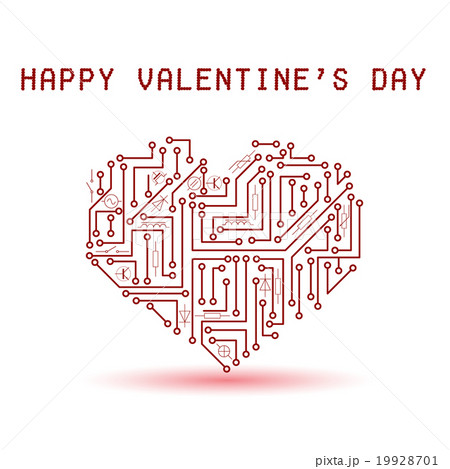 red electrical circuit board heart for valentines  19928701
